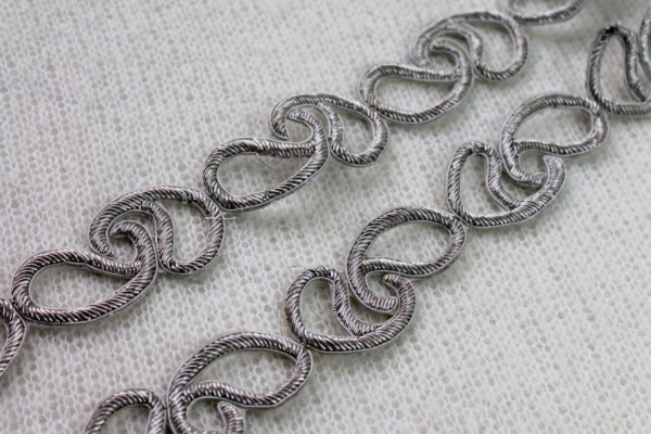 Zari Work Metallic Trim - Silver Paisley