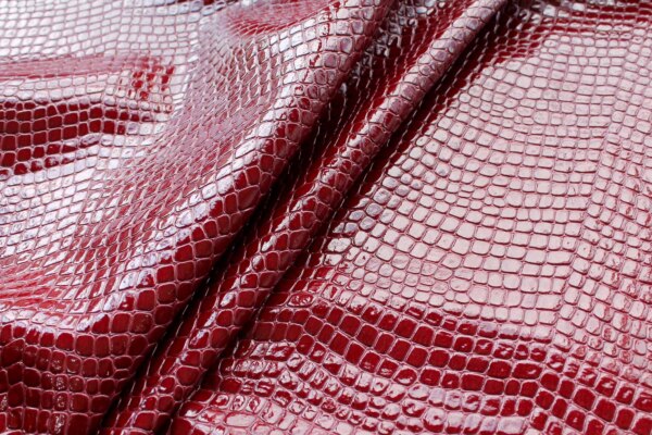 Wine Red Embossed Crocodile Leatherette fabric