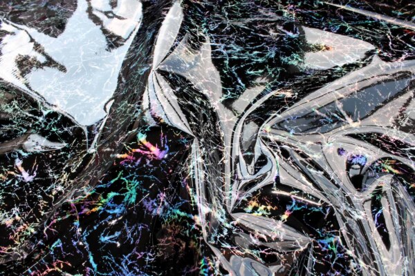Black Holographic Speckled Glossy Leatherette fabric