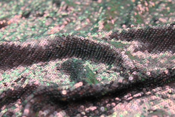 Overlapping Micro Sequin On Silk Chiffon - Iridescent Mauve fabric