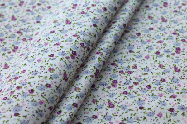 Printed Cotton Lawn - Pink, Purple and Green on Off White fabric