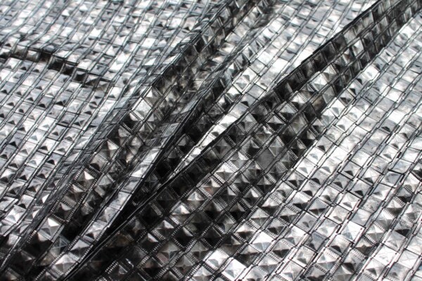 Tarnished Stud Sequin on Silk Chiffon - Gunmetal fabric