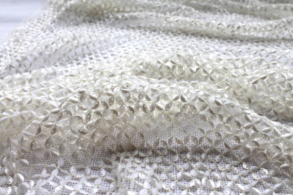 Sequinned Fishnet - Ivory fabric