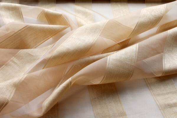 Jacquard Striped Silk Organza - Gold and Pale Gold fabric