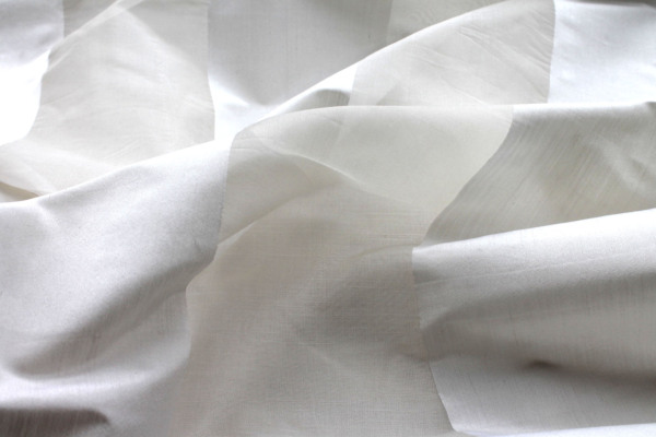 Wide Striped Silk Organza - Ivory and Ivory fabric