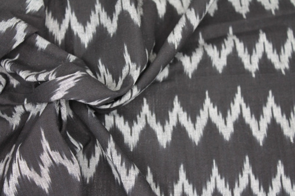 Light Weight Cotton Ikat - Black and White fabric