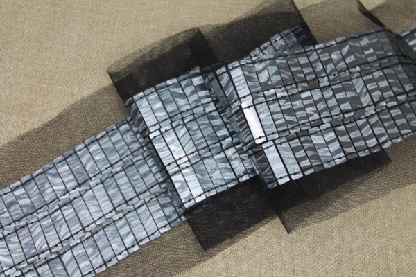 Rectangular Sequin Trim - Gunmetal