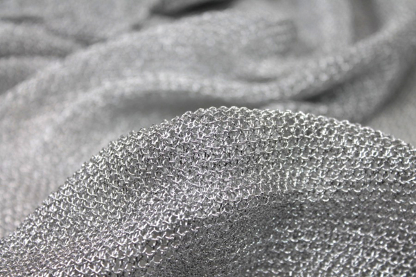 Textured Metallic Thread Knit - Silver fabric