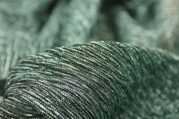 Pleated Lurex Knit - Turquoise fabric