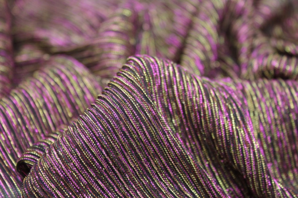 Pleated Lurex Knit - Magenta / Gold fabric