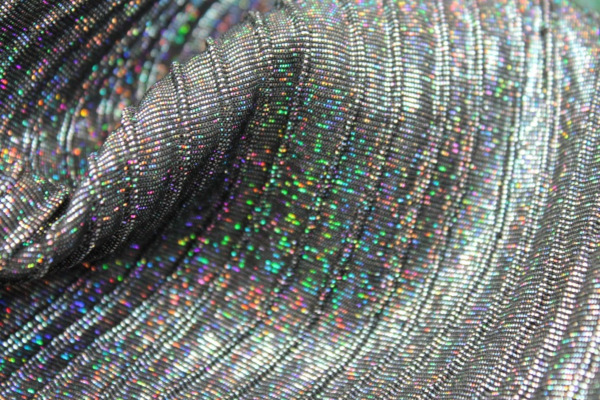 Woven Holo Brocade Fabric - Black Silver