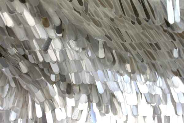 Teardrop Sequin On Silk Chiffon - Iridescent White fabric