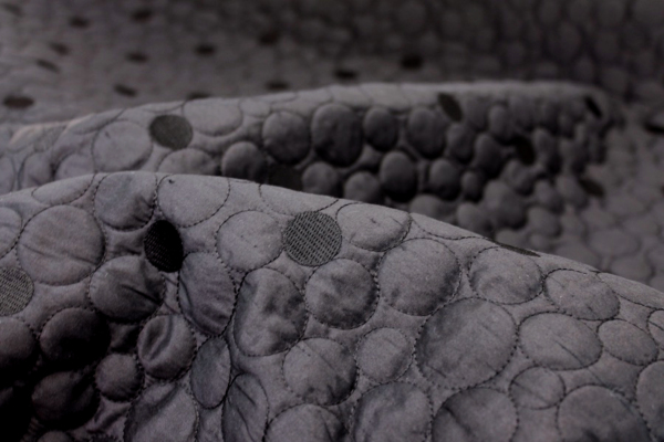 Quilted Silk Dupion - Black Circles fabric