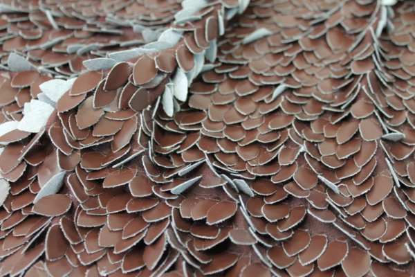 Leatherette Leaf Sequin - Brown fabric