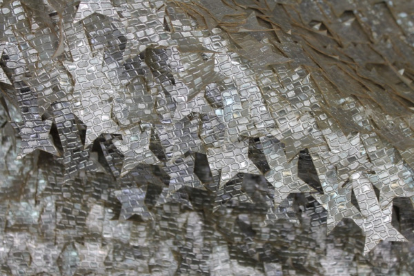 Textured Silver Leatherette Stars on Tulle fabric