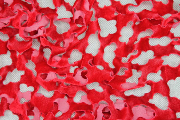 Laser Cut Soft Velvet - Red fabric