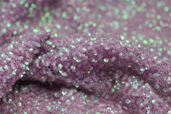 Encrusted Cupped Iridescent Micro-sequins on Mesh - African Violet fabric
