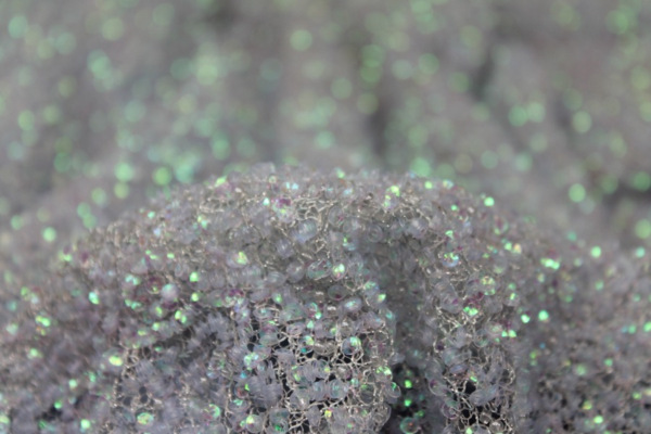 Encrusted Cupped Iridescent Micro-sequins on Mesh - Pale Blue fabric
