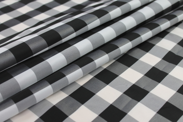 Check Acetate Taffeta - Black/White fabric