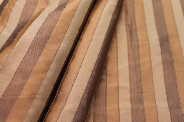 Wide Striped Silk Dupion - Browns fabric