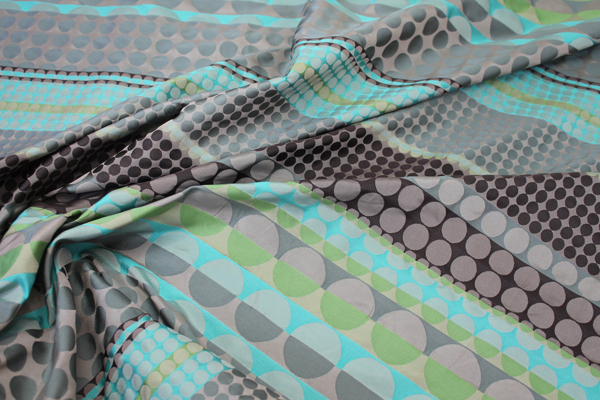 Geometric Brocade - Greens, Turquoises and Beige fabric