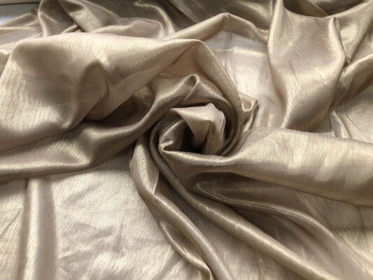 Gold Foiled Taupe Silk Chiffon fabric