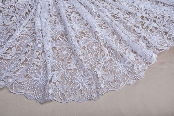 Guipure Lace - White Floral fabric