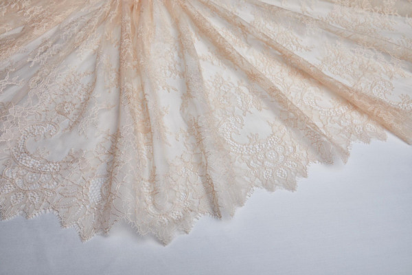 Scroll Border Chantilly Lace - Peach fabric