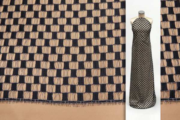 Checkerboard Lace in Black with White Outline