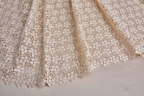 Guipure Lace Diminute Flowers in Wheat fabric