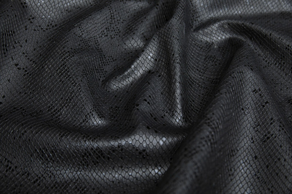 Embossed Snakeskin / Reptile Leatherette - Black fabric