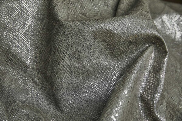 Embossed Snakeskin / Reptile Leatherette - Olive fabric