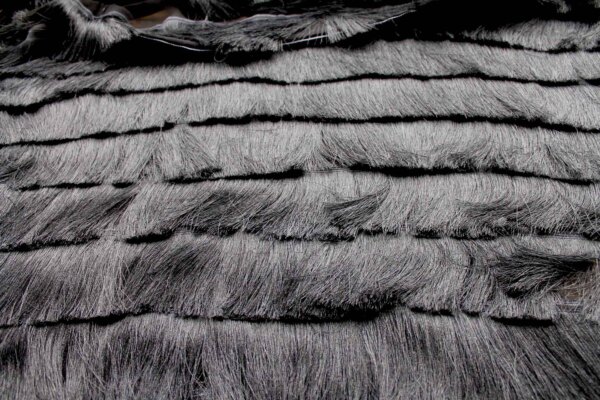 Linear Viscose Fringing on Chiffon - Black fabric