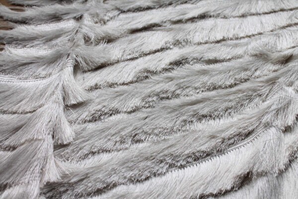 Linear Viscose Fringing on Chiffon - Ivory fabric