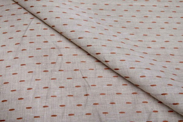 Natural Linen with Terracotta Floats fabric