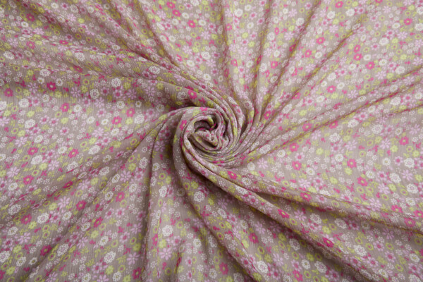 Floral Printed Chiffon - Pinks and Greens fabric