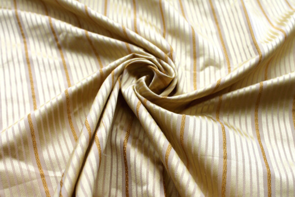 Pale Yellow and Gold Multi Stripe Silk Brocade fabric