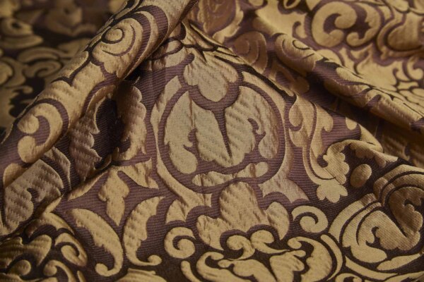 Large Scale Cloaqué Style Brocade - Maroon and Rich gold fabric
