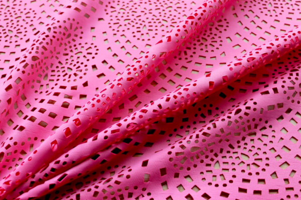 Perforated Scuba Jersey - Laser Cut Snowflake - Pink fabric