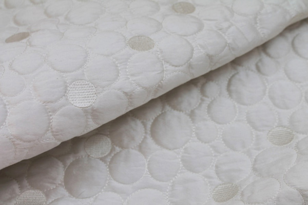 Quilted Silk Dupion - Ivory Circles fabric