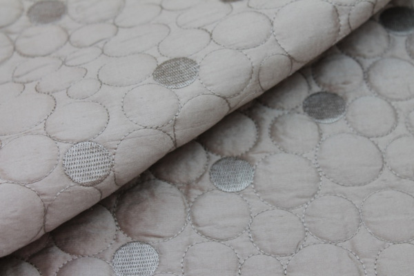 Quilted Silk Dupion - Oyster Circles fabric