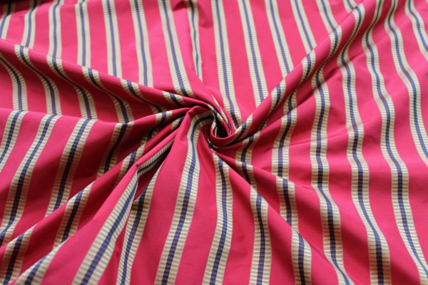 Red, Gold and Black Striped Silk Taffeta fabric