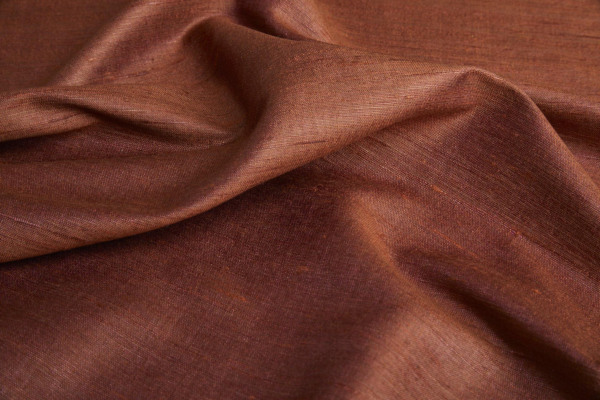 Rust Textured Raw Silk fabric