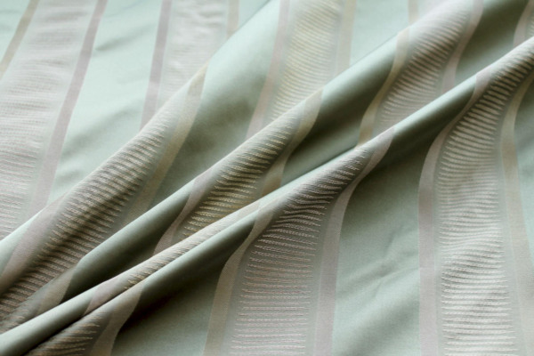 Sage and Pale Olive Striped Silk fabric