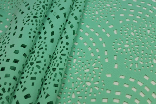 Perforated Scuba Jersey - Laser Cut Snowflake - Mint fabric
