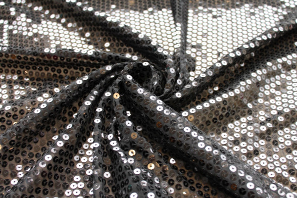 Sequin On Nylon Chiffon - Black fabric