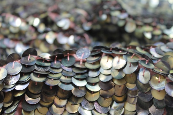 Tarnished Large Disc Sequin on Silk Chiffon fabric