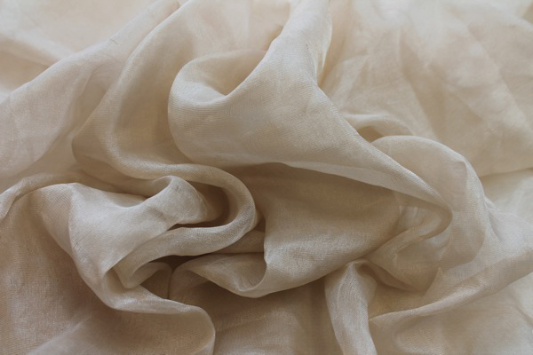 Silk Metallic Chiffon - Blush/Gold fabric