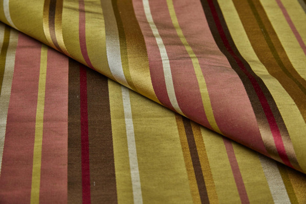 Woven Satin Stripe Brocade - Green, Yellow and Red fabric