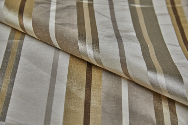 Woven Satin Stripe Brocade - Cream, Gold and Brown fabric